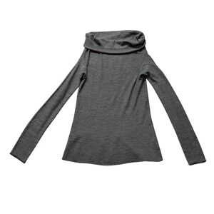 Rogan Sweater Women's Small Gray Cowl Neck‎ Baby Alpaca Peru Quiet Luxury Light